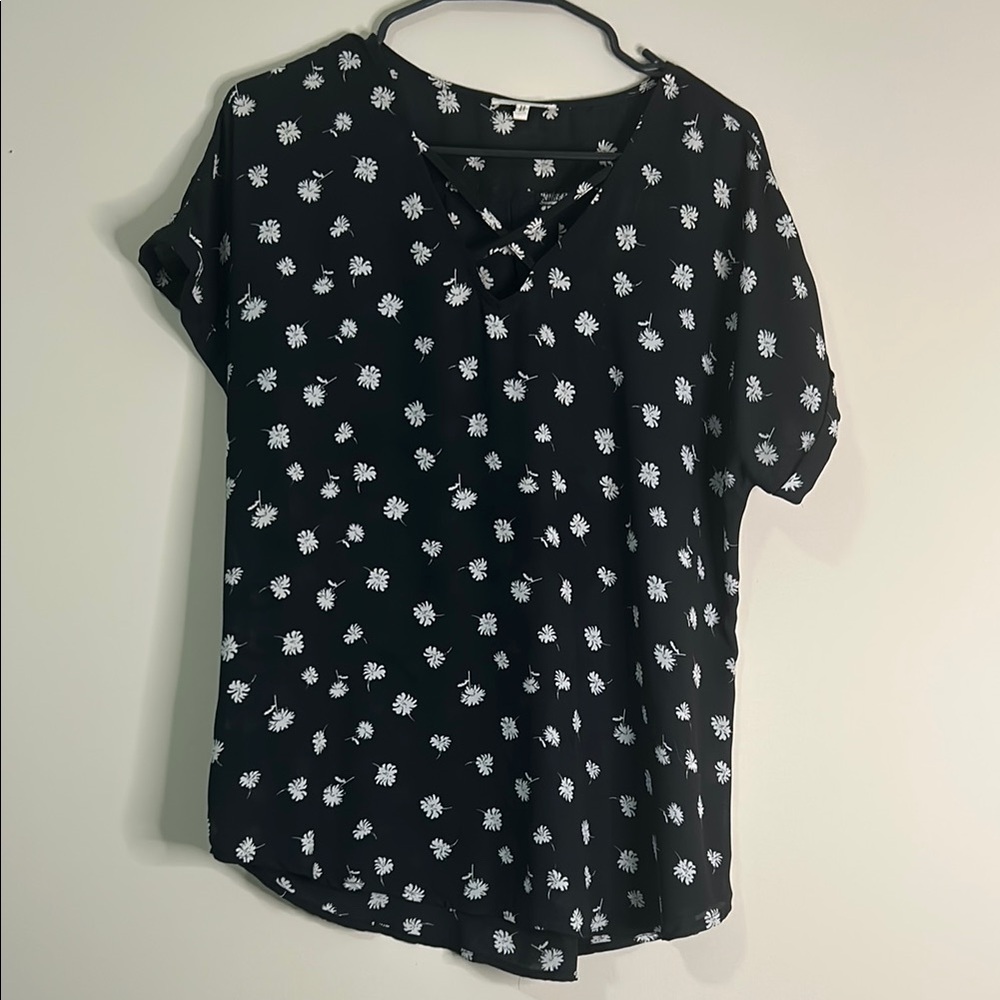 Maurices Black and White Blouse Elegant Top